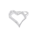 Irregular textured silver heart open ring with a liquid metal lava design for women - Size 13 (Adjustable) / Silver