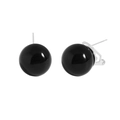 Orecchini a lobo minimalisti in argento S925 con perle tonde di onice nera lucida - Argento 925 / Argento