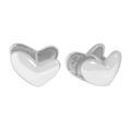 Minimalistische S925 Sterling Silber Herz-Ohrstecker mit polierter Oberfläche - 925er Silber / Weißgold
