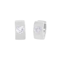Pendientes huggie de plata de ley S925 con circonitas en forma de corazón - Oro Blanco