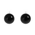 Minimalist S925 sterling silver stud earrings with polished black onyx sphere design - 925 Silver / Black (White Gold Color)