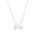 Polished silver beaded necklace featuring a delicate bow pendant for women - 925 Silver / Silver