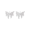 Minimalist S925 sterling silver butterfly stud earrings with liquid metal texture finish - Butterfly Style (ES544) / 925 Silver / Silver