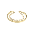 Bracciale dorato a doppio strato con texture martellata e raffinato dettaglio a catenina - Argento 925 / Oro 18K