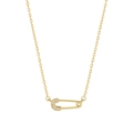 Elegante collana a spilla da balia dorata per donna con zirconi su catena in argento S925 - Design Spilla da Balia (XL354-Color Oro 18k) / Argento 925 / Oro