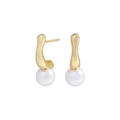 Orecchini di perle geometrici in oro 18K con perni in argento S925 stile minimalista - Argento 925 / Color Oro 18k (ES534-Color Oro 18k)
