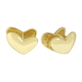 Poliert goldene Herz-Creolen mit einem schlichten minimalistischen 3D-Design - 925er Silber / 18K Gold