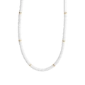 Collar de plata S925 con cuentas heishi de cerámica blanca y espaciadores dorados - Plata 925 / Oro de 18K