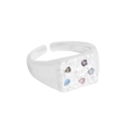 S925 sterling silver ring featuring wrinkled lava texture and colorful zircon stones - Size 14 (Adjustable) / Silver