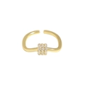 Eleganter vergoldeter S925 Sterlingsilber Ring dreilagig geschwungen mit Zirkonia-Besatz - Größe 14 (Verstellbar) / 18K Gold