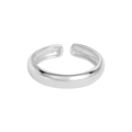 Polished S925 sterling silver minimalist open ring with adjustable sleek curved band - Size 15 (Open Adjustable) / White Gold
