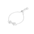 Anello con fiocco in argento S925 con zirconi e design a catena regolabile - Argento