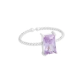 Bague en argent S925 avec zircon lavande et anneau torsadé réglable moderne - Ouvert Réglable / Argent-Strass Violet