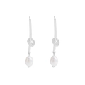 Orecchini a nodo in argento S925 con eleganti perle d'acqua dolce a goccia - Argento 925 / Color Oro Bianco (ES556)