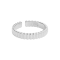 Polished S925 sterling silver open gear ring with unique vertical relief texture for women - Size 14 (Open Adjustable) / Silver