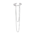 Minimalist S925 sterling silver ear cuff featuring irregular wave design and tassel box chains - 925 Silver / Platinum Color Single Piece (ES266)