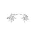Minimalistische S925 zilveren open ring met sprankelende sterren van zirkonia - Maat 14 (Open Verstelbaar) / Witgoud