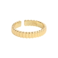 Minimalist S925 sterling silver open gear ring with 18K gold plating and ribbed texture - Size 14 (Open Adjustable) / Gold