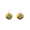 Minimalist S925 sterling silver stud earrings in gold with grass green crystal inlay - 925 Silver / 18K Gold