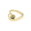 Unregelmäßiger 18K vergoldeter S925 Silberring mit grünem Edelstein im Wellendesign - Größe 16 (Verstellbar) / 18K Gold