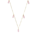 Collana in argento S925 con doppie perle di agata rosa e catena dorata minimalista - Argento 925 / Oro 18K