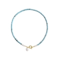 Collar barroco de turquesa con cierre de plata S925 y colgante de perla - Plata 925 / Oro de 18K
