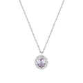 S925 sterling silver necklace featuring twisted rope border and purple zircon pendant - 925 Silver / White Gold (XL493-White Gold)