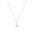 Collar minimalista de plata de ley S925 con colgante de estrella para mujer sobre blanco - Tono Plateado