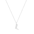 Minimalist S925 silver necklace with an engraved western cowboy boot pendant on white background - 925 Silver / Silver