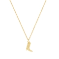 Minimalist S925 silver boot pendant necklace in gold finish with western style texture - 925 Silver / 18K Gold