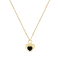 Elegante Halskette aus S925 Silber mit schwarzem Achat Herzanhänger und Perlenkette - 925er Silber / 18K-Gold