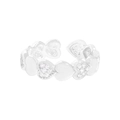 Verstellbarer S925 Silberring mit Herzmotiven und funkelnden Zirkonia-Steinen besetzt - Größe 14 (Offen Verstellbar) / Silber
