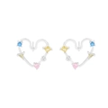 Pendientes de botón corazón en plata S925 con circonitas de colores y formas - Plata 925 / Plateado