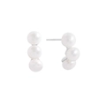 Orecchini a lobo in argento S925 con tre perle curve dal design minimalista ed elegante - Argento 925 / Oro Bianco