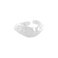 Anello aperto in argento S925 minimalista con trama organica irregolare - Taglia 14 (Aperto Regolabile) / Argento