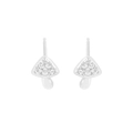 Minimalist S925 silver mushroom stud earrings with sparkling zircon pave setting - 925 Silver / Silver