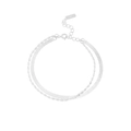 Bracciale a doppio strato in argento sterling S925 con catena a serpente e perline donna - Argento 925 / Argento
