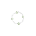 Anello in argento S925 con perle di cristallo verde chiaro sfaccettate fine - Cristallo Verde