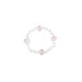Anello di perline in argento S925 con cristalli sfaccettati rosa e trasparenti - Quarzo rosa