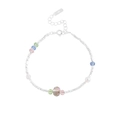 Bracciale in argento sterling S925 con perline, cristalli colorati e perla bianca - Argento 925 / Argento (SL131)