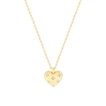 Elegant gold heart pendant necklace with star-set zircon stones on a fine link chain - Black Heart Pendant / 18K Gold