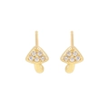 Elegant gold plated S925 silver mushroom stud earrings with sparkling white zircon stones - 925 Silver / 18K Gold