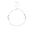 Minimalistisches S925 Sterlingsilber Perlenarmband mit bunten Kristallakzenten und Federring - 925er Silber / SL130-Silber