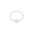 Minimalist S925 sterling silver beaded stretch ring with opal stone center - Nephrite Jade Style (JZ958)