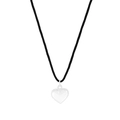 Minimalist S925 silver heart pendant necklace with adjustable black woven rope cord - 925 Silver / Silver (XL519)