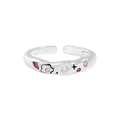Minimalist S925 silver wave ring with colorful zircons and floral star patterns - Size 13 (Adjustable Open) / Silver