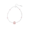 Pulsera de plata S925 con cuarzo fresa perlas y cuentas de plata irregulares - Plata 925 / Plateado