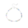 Elegante bracciale in argento sterling S925 con cristalli pastello colorati e distanziatori - Argento 925 / Argento (Colori Cristallo Casuali)