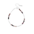 Pulsera de plata de ley S925 con piedras de turmalina de colores y espaciadores cuadrados - Plata 925 / Plateado (Con Turmalina Colorida)