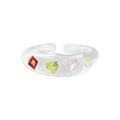 S925 Silberring mit Lava-Textur und bunten Zirkonia-Steinen im minimalistischen Stil - Größe 13 (Verstellbar) / Silber mit buntem Zirkonia (JZ996)
